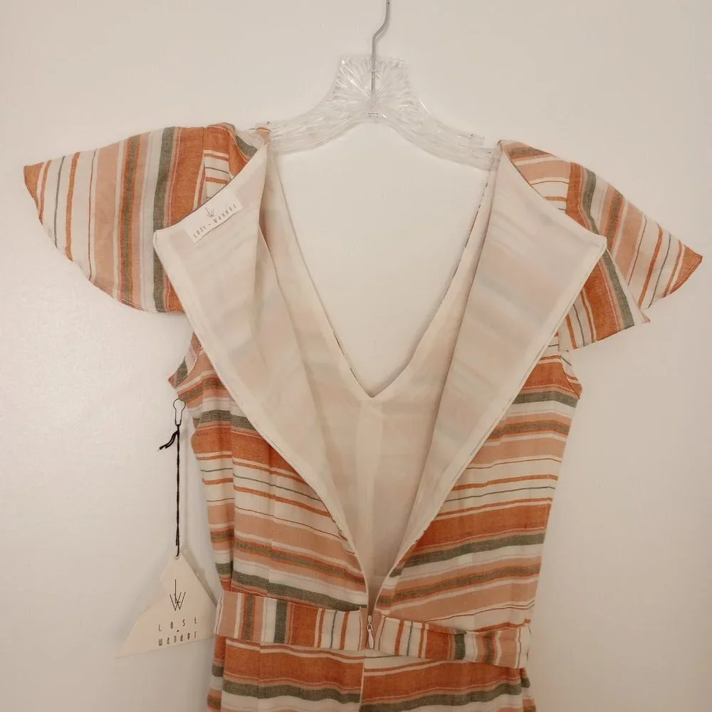 Lost + Wander City to Country Orange Stripe Midi Dress